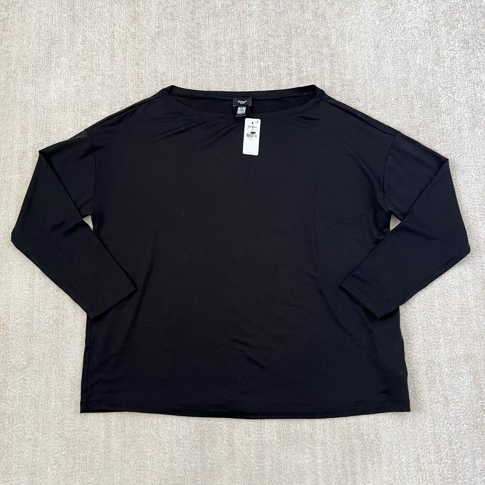 NWT Express Relaxed Black Knit Top L